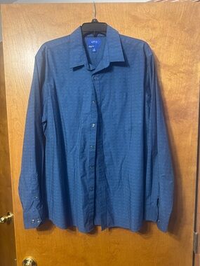 Apt. 9 Men's Dark Blue Subtle Dot Long-Sleeve Dress Shirt